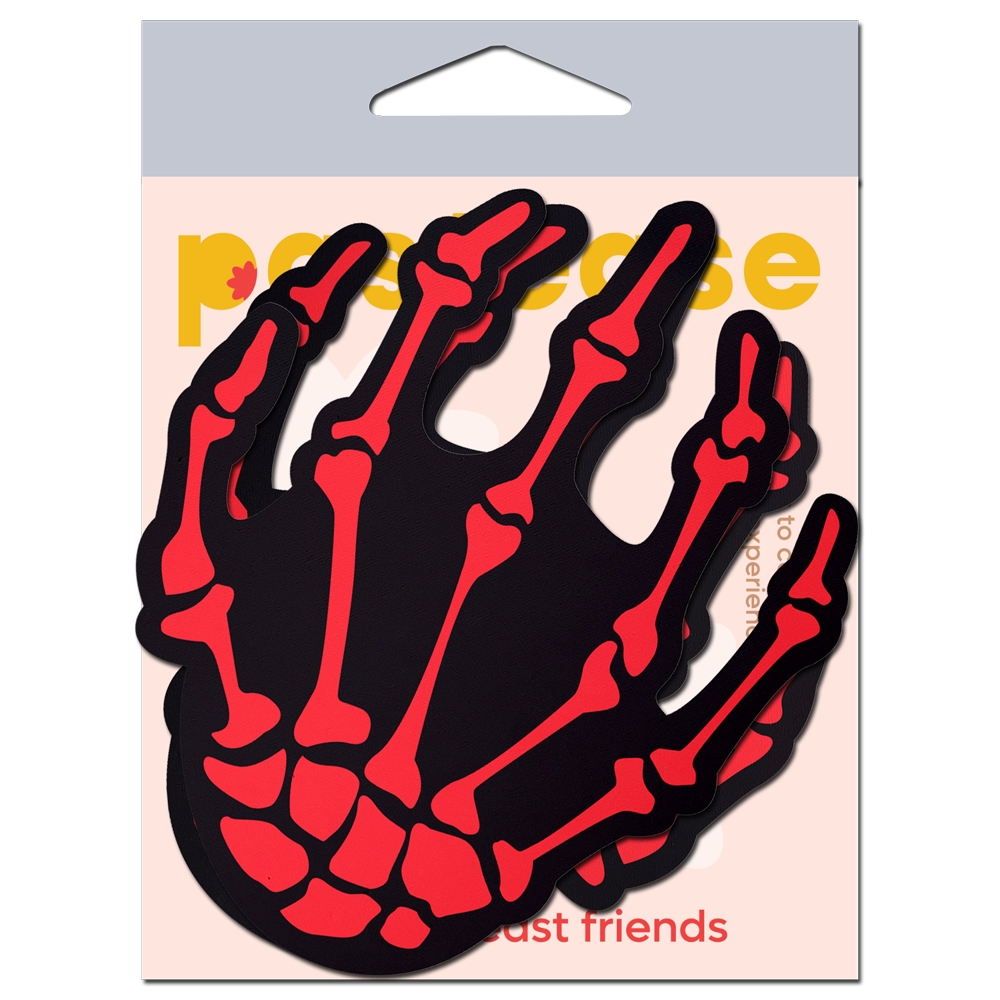 5-Pack: Skeleton Hands: Blood Red Boney Hands Nipple Pasties by Pastease® o/s