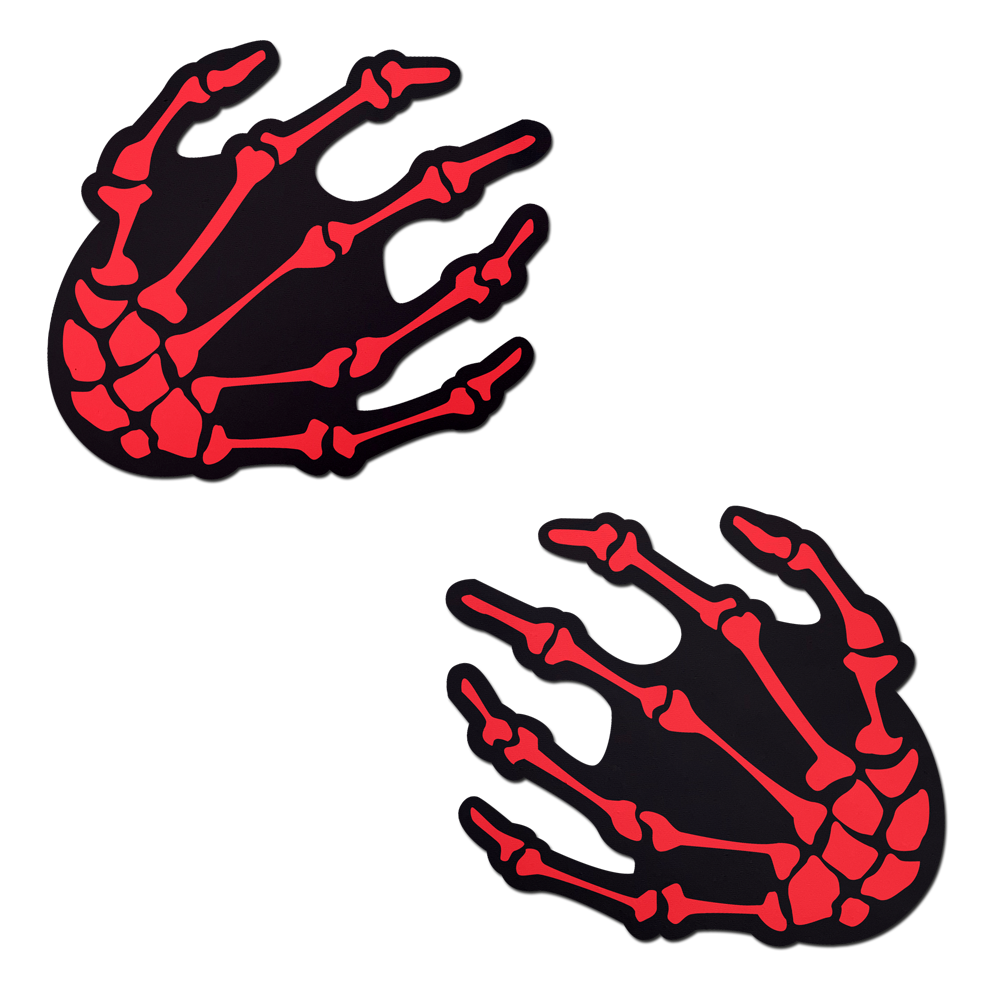 5-Pack: Skeleton Hands: Blood Red Boney Hands Nipple Pasties by Pastease® o/s