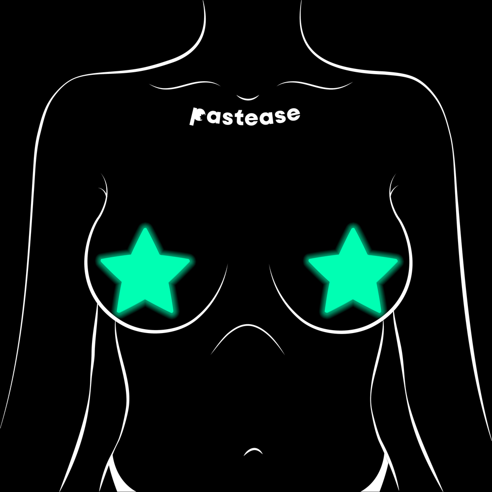 5-Pack: Star: Turquoise Pasties Glow in the Dark Star Nipple Covers by Pastease®