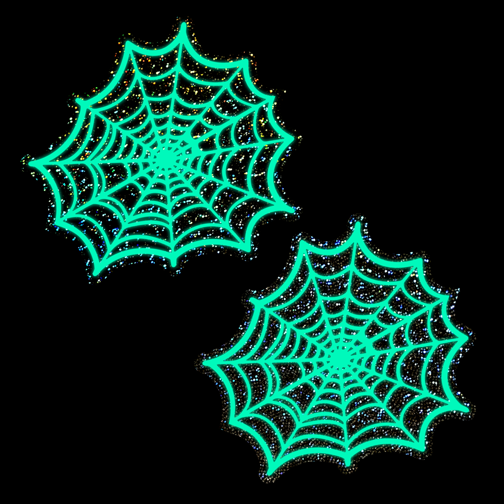 5-Pack: Web: Glitter Black Glow in the Dark Spooky Spider Web Nipple Covers by Pastease