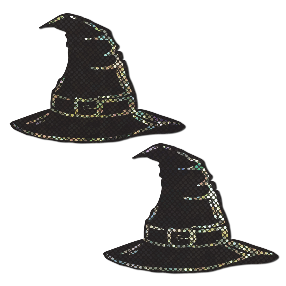 5-Pack: Disco Black Spooky Witches Hat Breast Pasties by Pastease®
