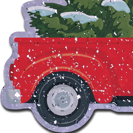 5-Pack: Christmas Winter Pasties Little Red Truck with Christmas Tree on Glittery Velvet Nipple Covers by Pastease®