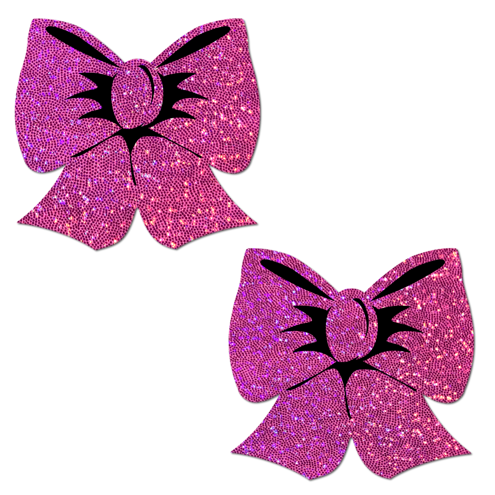 5-Pack: Glittering Hot Pink Bow Nipple Pasties by Pastease® o/s