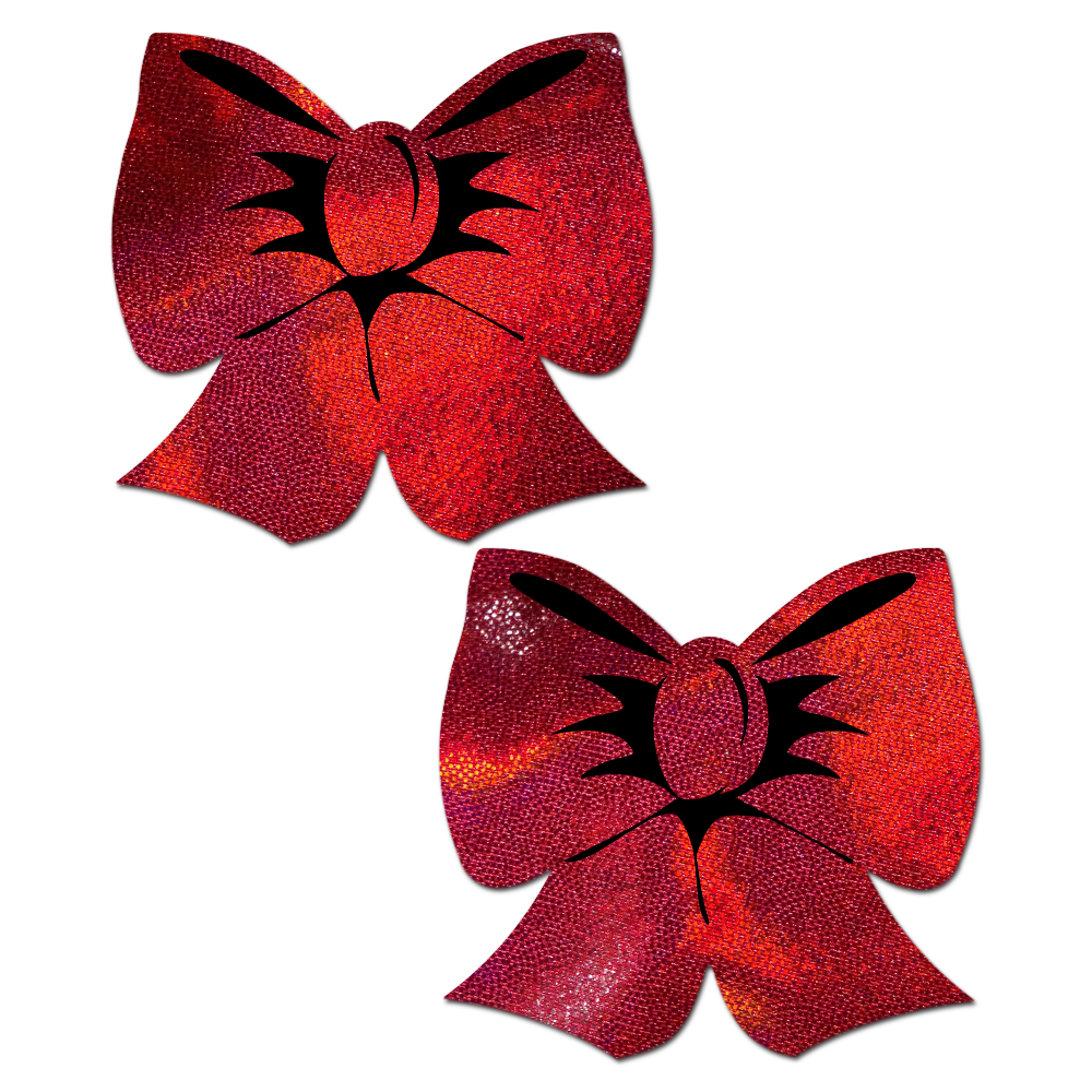 5-Pack: Bow: Holographic Red Bows Nipple Pasties by Pastease® o/s