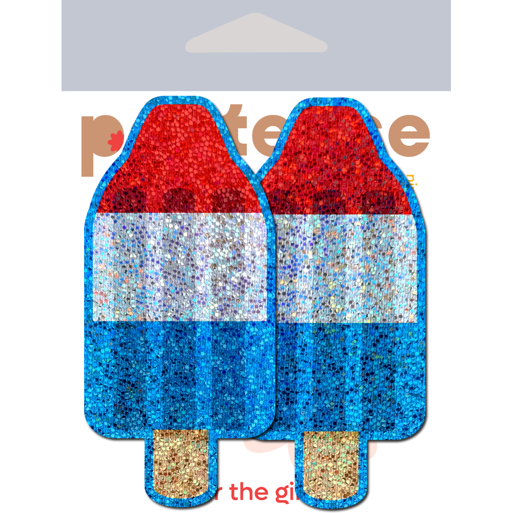 5-Pack: Bomb Pop: Glittering Red, White & Blue USA Ice Pop Nipple Pasties by Pastease®