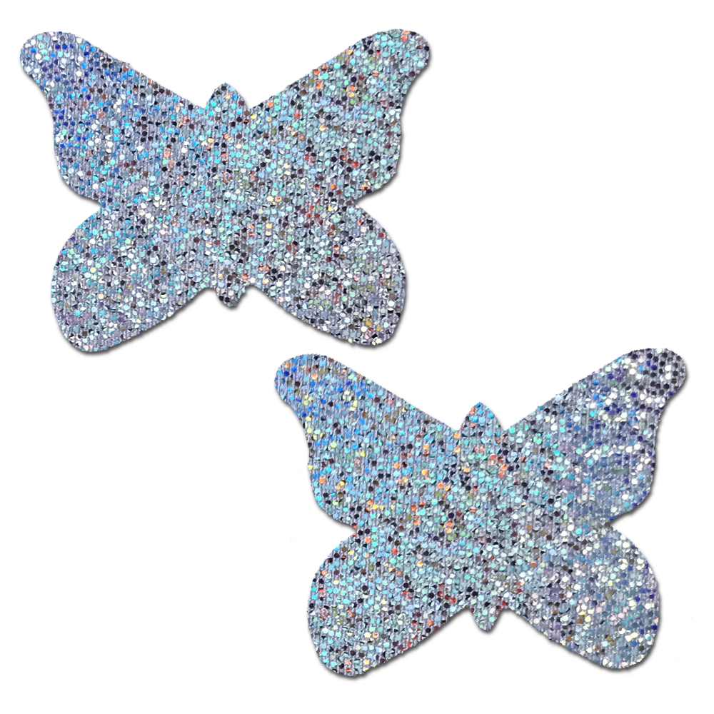 5 Pack: Butterfly: Silver Glitter Butterflies Nipple Pasties by Pastease® o/s