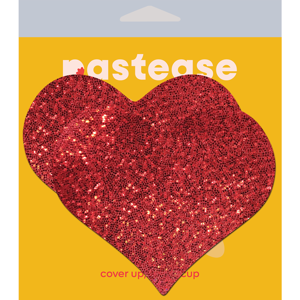5 Pack: Coverage: Heart Glitter Red Full Breast Covers Support Tape by Pastease