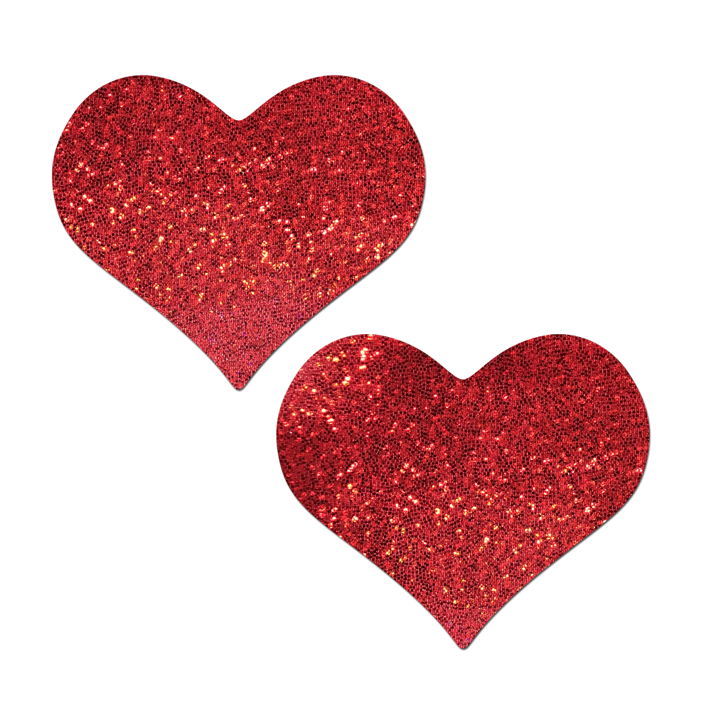 5 Pack: Coverage: Heart Glitter Red Full Breast Covers Support Tape by Pastease
