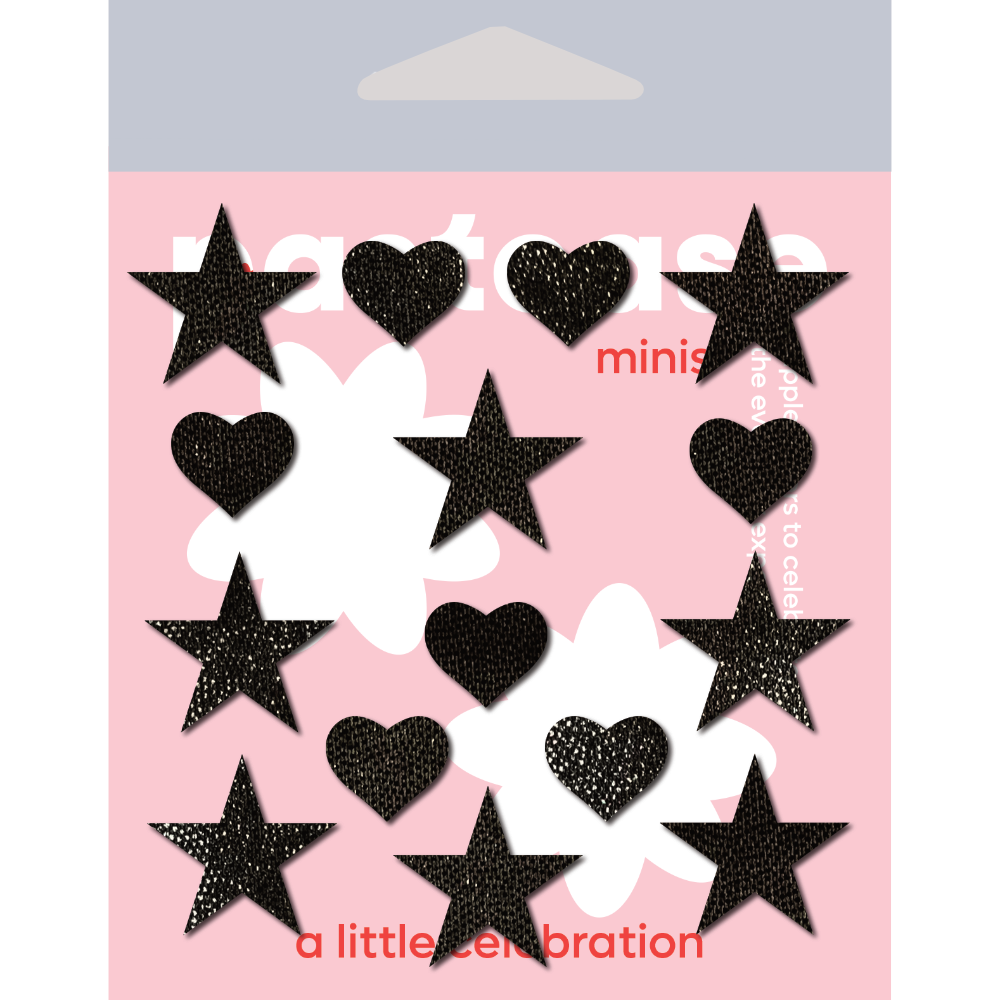 5-Pack: Pastease Confetti: Liquid Black Baby Heart & Star Body Pasties by Pastease®