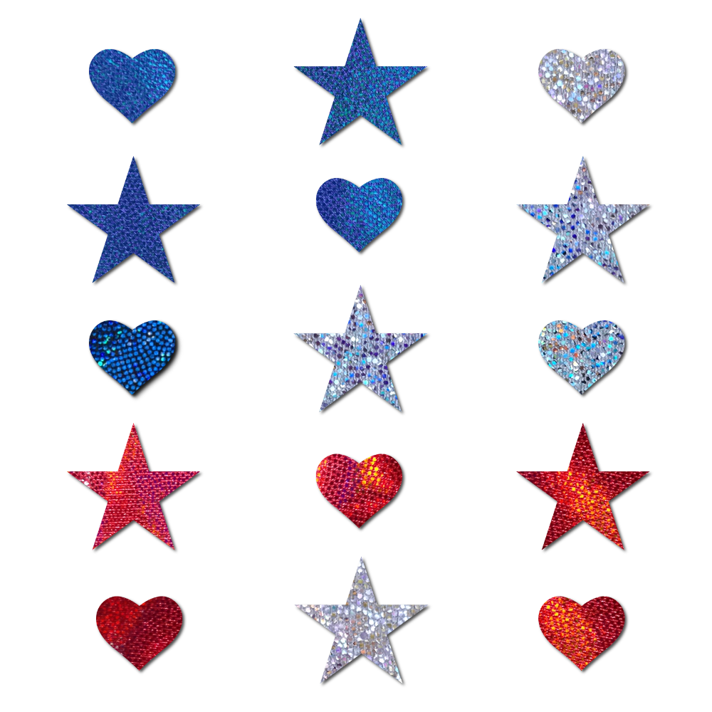 5-Pack: Pastease Confetti: Glitter Red, White & Blue Patriotic Baby Star Body Pasties by Pastease®