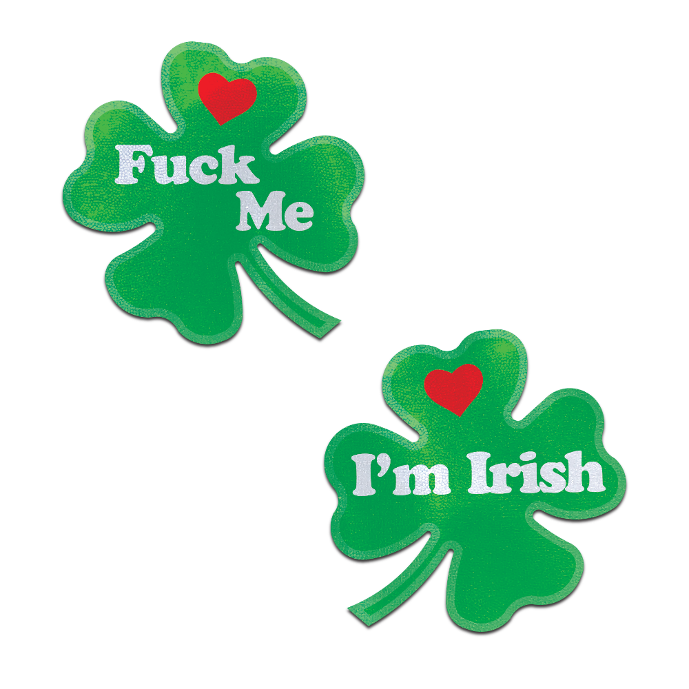 5-Pack: Four Leaf Clover: 'Fuck Me, I'm Irish' Lucky Green Shamrock Nipple Pasties by Pastease® o/s