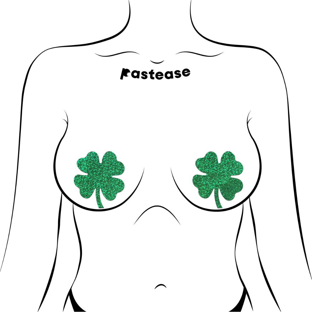 5-Pack: Four Leaf Clover: Glittering Green Shamrocks Nipple Pasties by Pastease® o/s