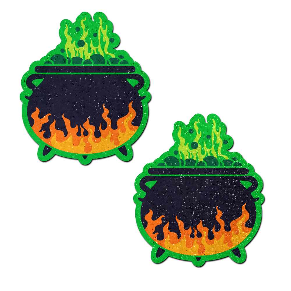5-Pack: Cauldron: Black & Green Flaming Bubbling Witches Brew Nipple Pasties by Pastease o/s