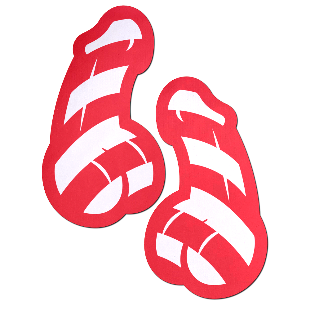 5-Pack: Penis: Red and White Stripe Candy Cane Dick Nipple Pasties by Pastease® o/s