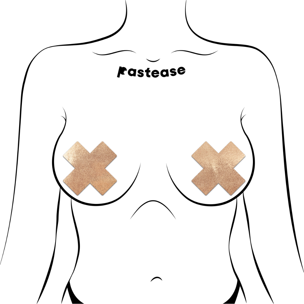 5-Pack: Reusable Pasties: Rose Gold Cross Nipple Covers by Pastease Everyday™ o/s