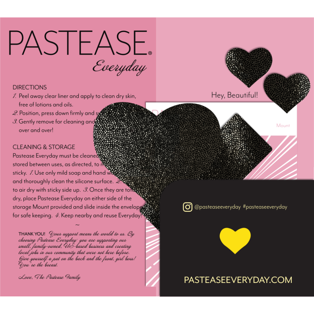 5-Pack: Everyday Reusable: Liquid Black Heart Reusable Nipple Pasties by Pastease® Everyday o/s