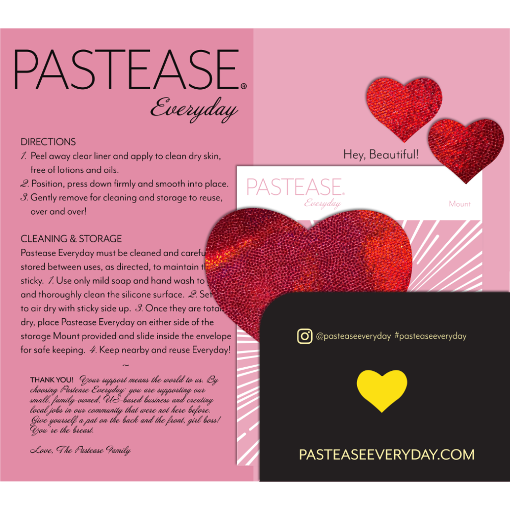 5-Pack: Everyday Reusable: Liquid Red Heart Reusable Nipple Pasties by Pastease® Everyday o/s