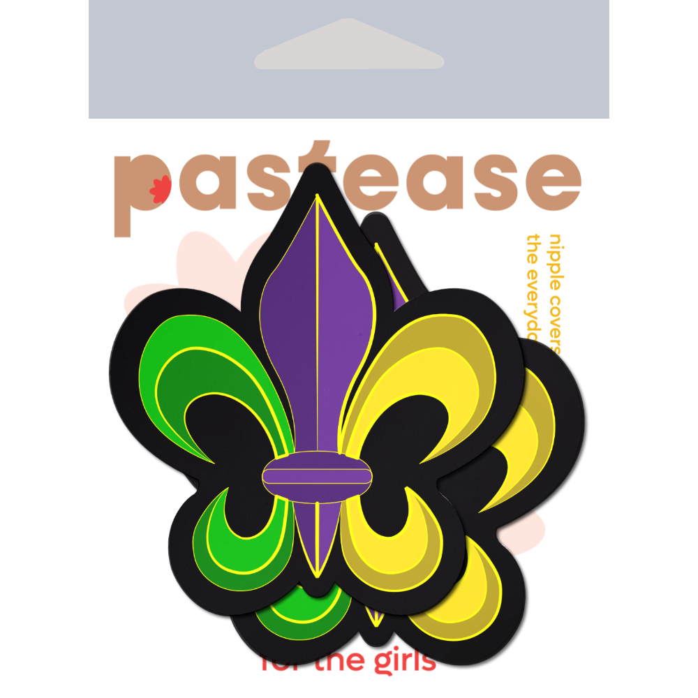 5-Pack: Fleur-de-lis: Purple, Yellow & Green Mardi Gras Nipple Pasties by Pastease®