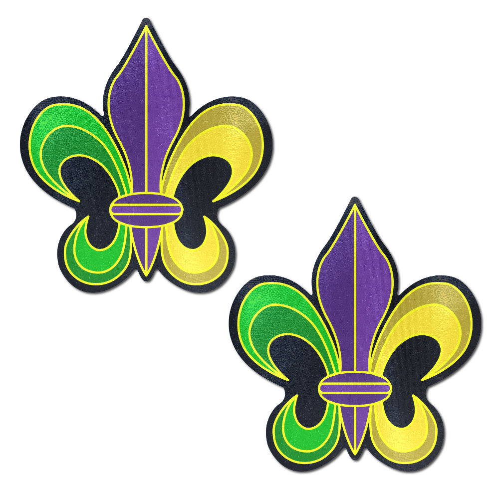 5-Pack: Fleur-de-lis: Purple, Yellow & Green Mardi Gras Nipple Pasties by Pastease®