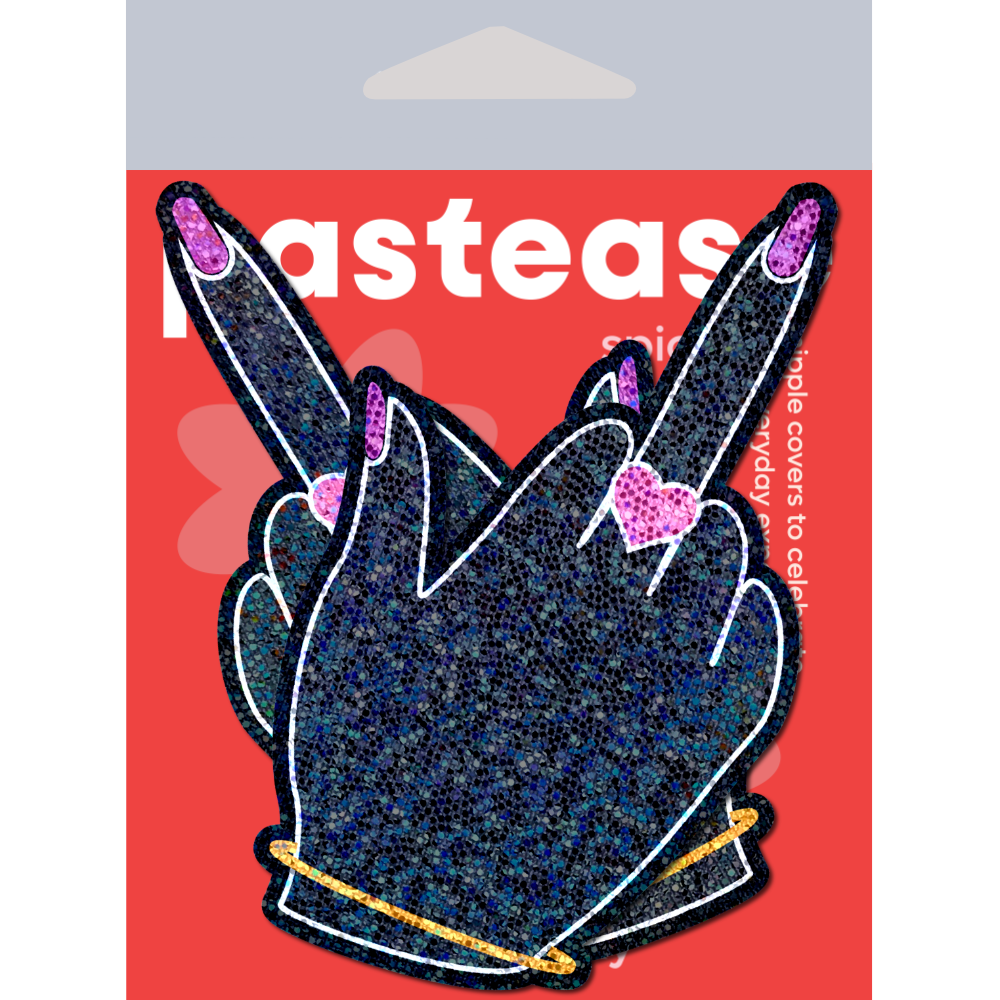 5-Pack: Middle Finger Pasties: Glittering F*ck You Lady Hands Nipple Covers by Pastease®