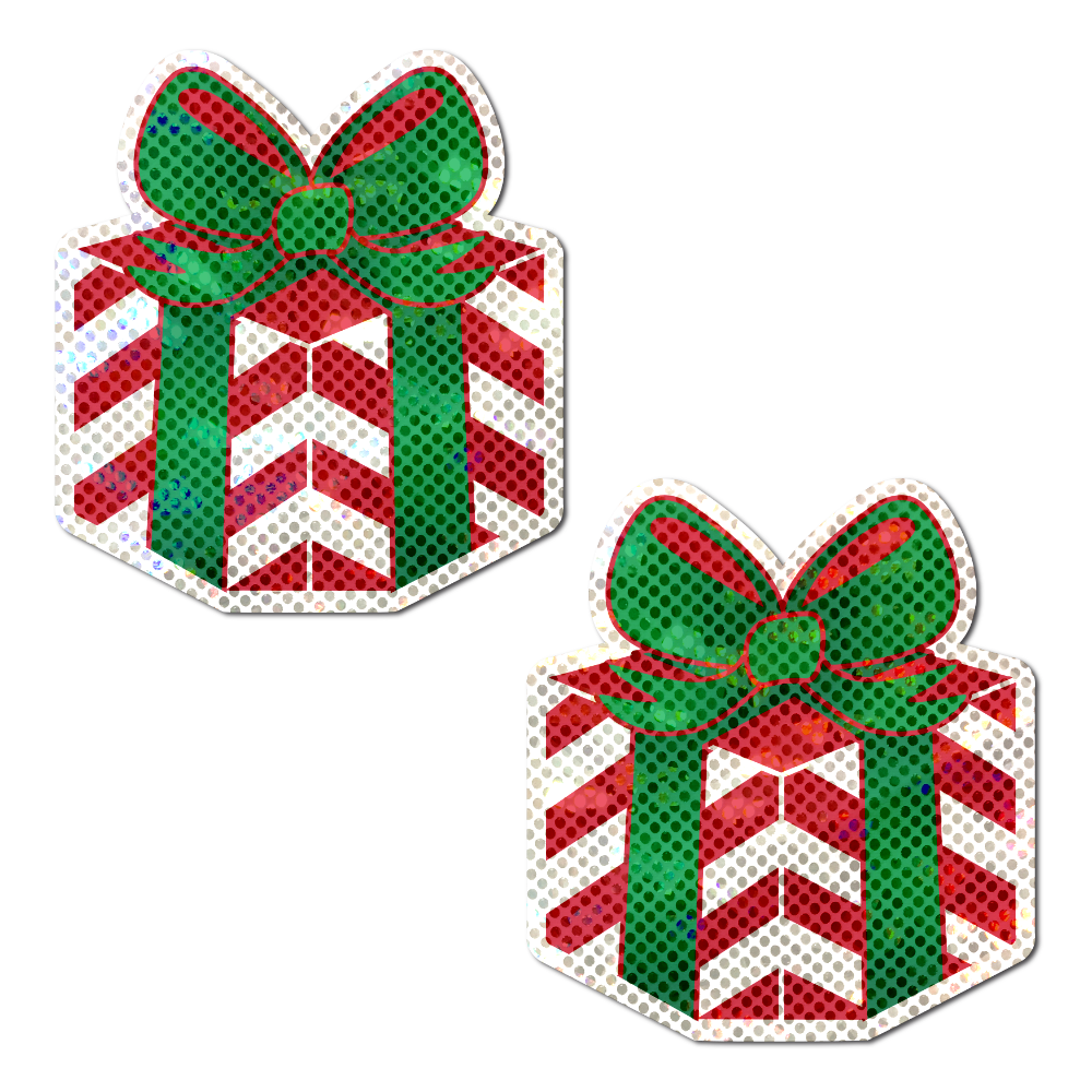 5-Pack: Gift: Christmas Present Wrapped with Bow Nipple Pasties by Pastease®