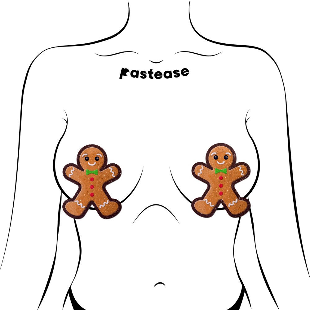 5-Pack: Gingerbread Man Woman Christmas Nipple Pasties by Pastease®