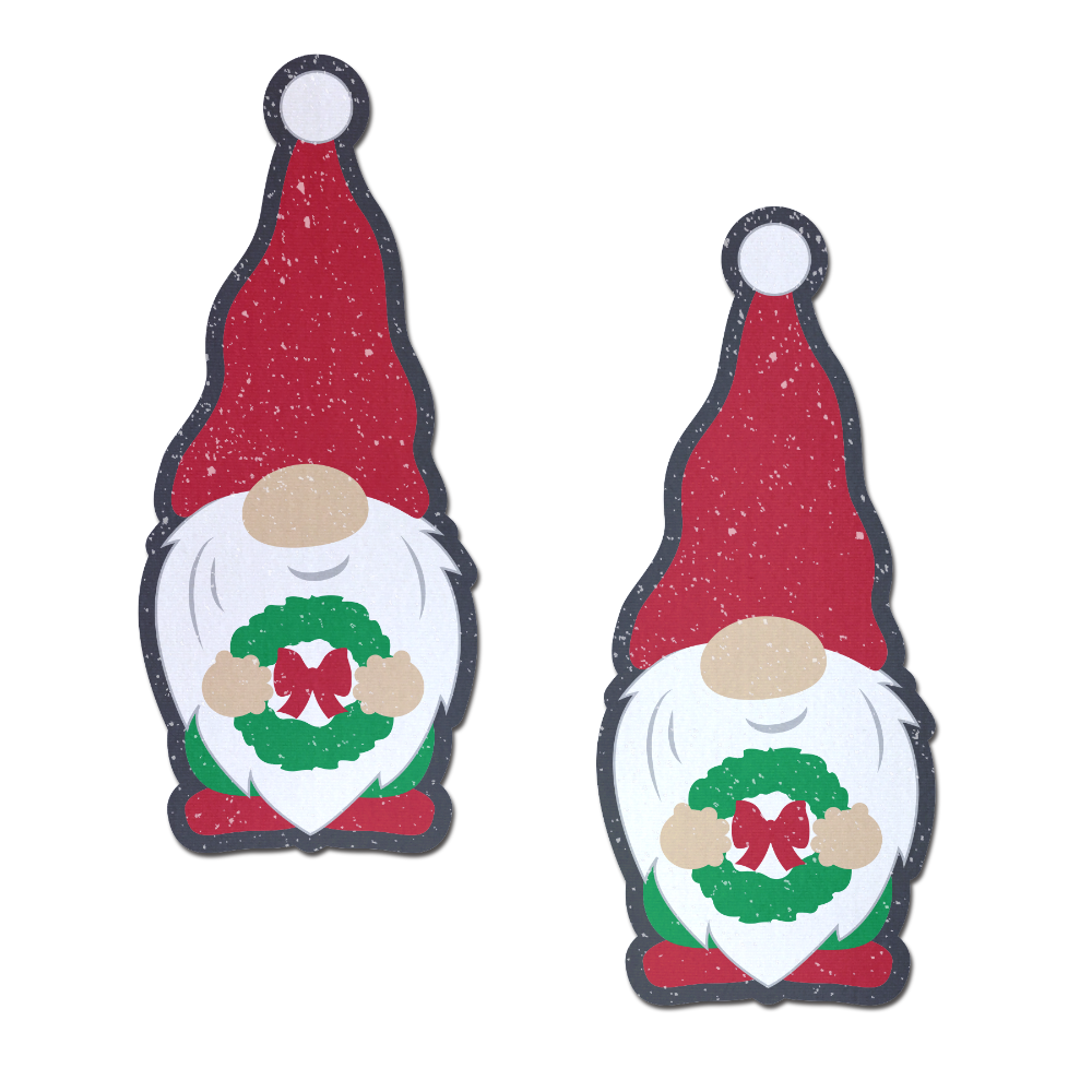 5 Pack: Gnome Pasties: Christmas Wreath Garden Gnome Nipple Covers by Pastease®