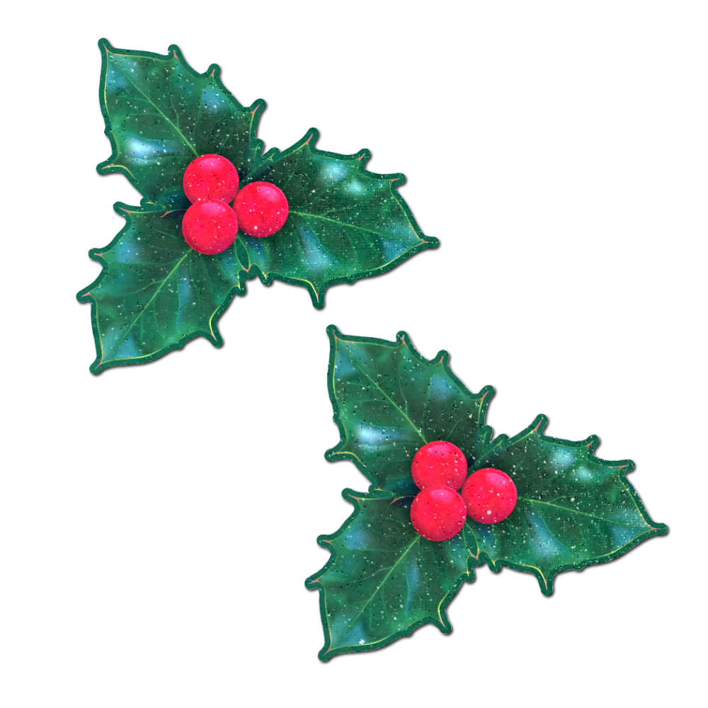5-Pack: Christmas Winter Holly with Red Berries Nipple Pasties by Pastease®