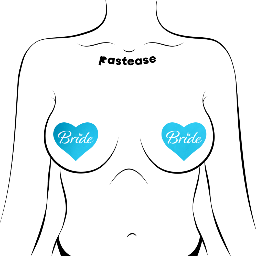 5-Pack: Love: Robin's Egg Blue 'Bride' Heart Nipple Pasties by Pastease® o/s
