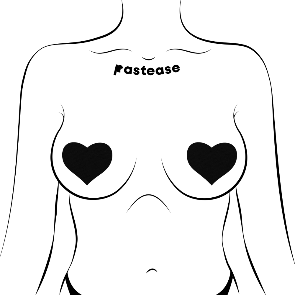 5-Pack: Love: Black Heart Nipple Pasties by Pastease® o/s
