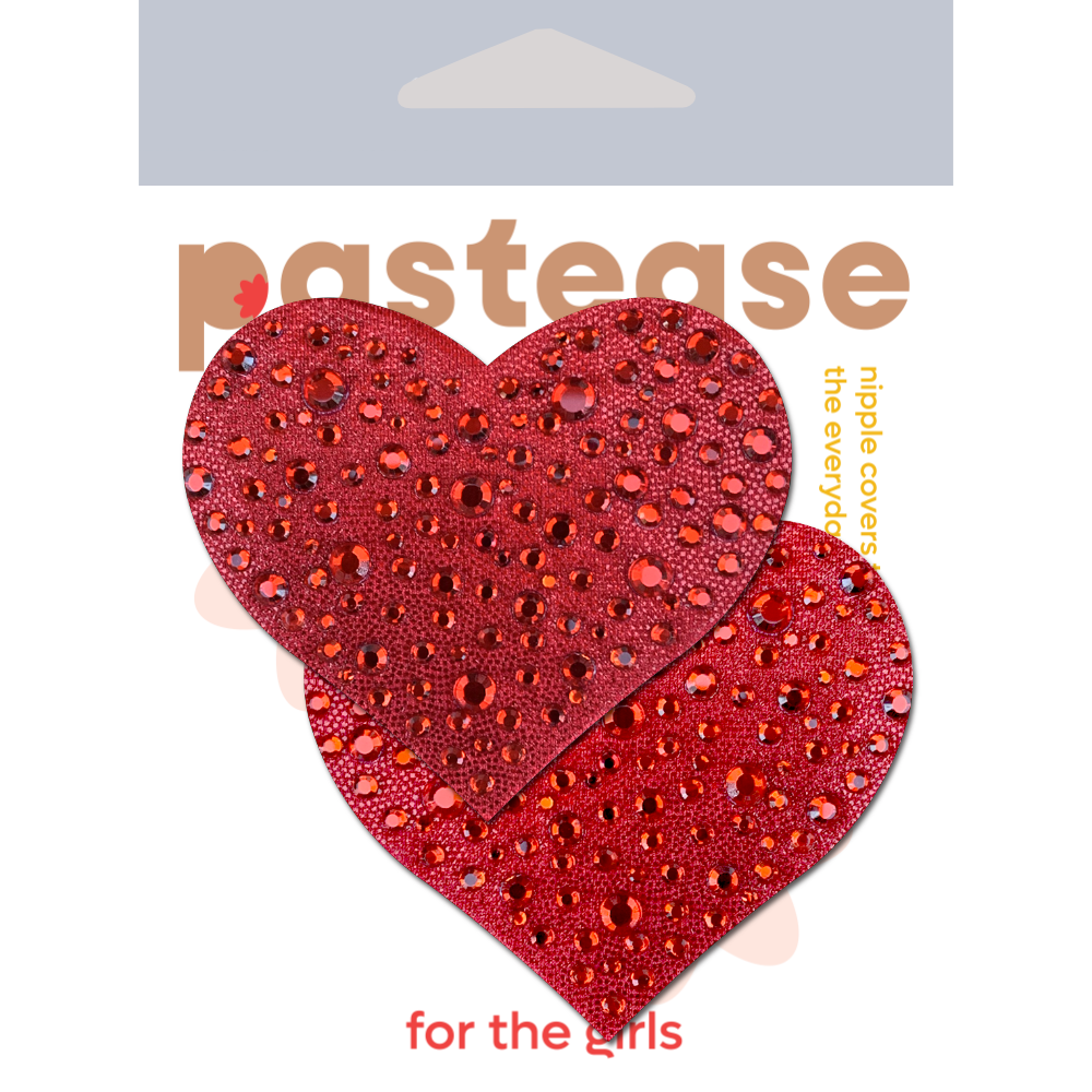 5-Pack: Love: Crystal Red Sparkling Heart Nipple Pasties by Pastease® o/s