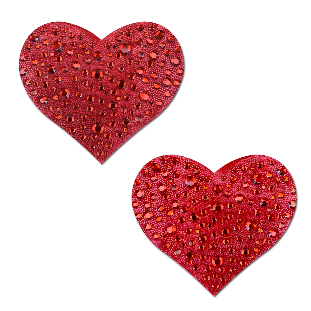 5-Pack: Love: Crystal Red Sparkling Heart Nipple Pasties by Pastease® o/s