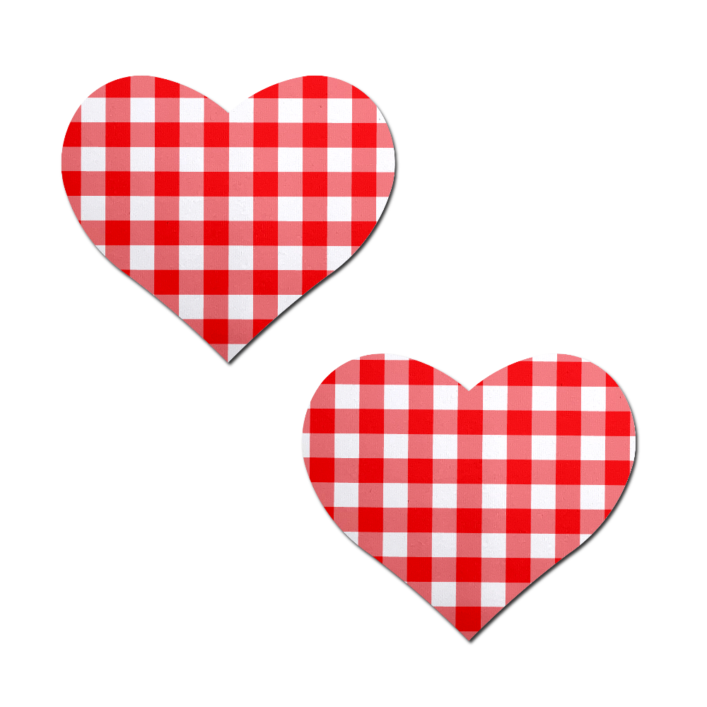 5-Pack: Love: Red Gingham Heart Nipple Pasties by Pastease®