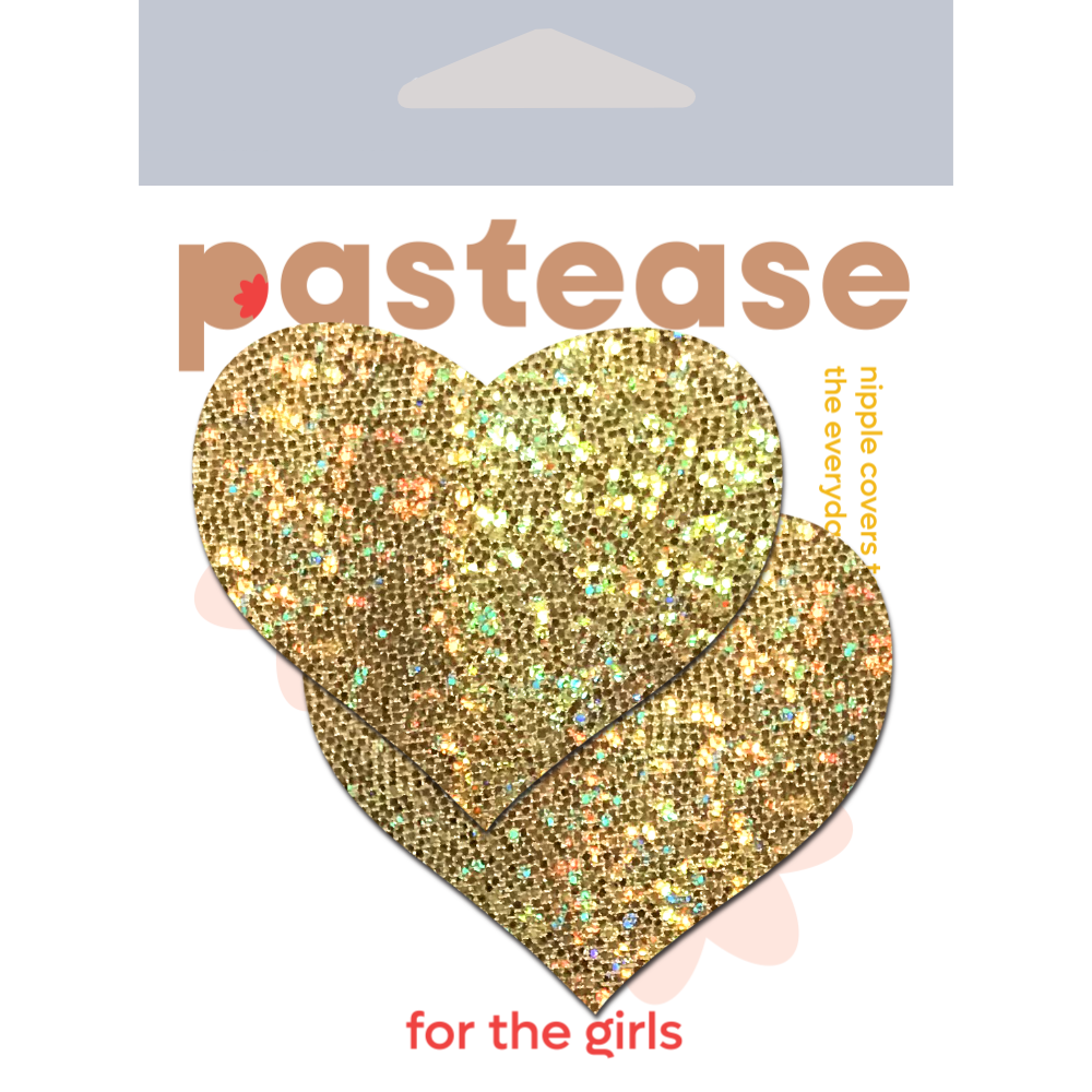 5-Pack: Love: Gold Glitter Heart Nipple Pasties by Pastease® o/s