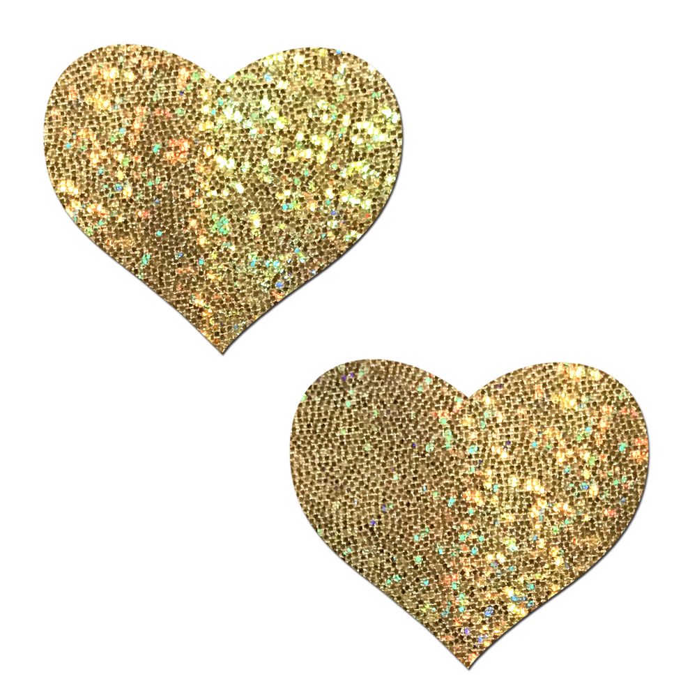 5-Pack: Love: Gold Glitter Heart Nipple Pasties by Pastease® o/s