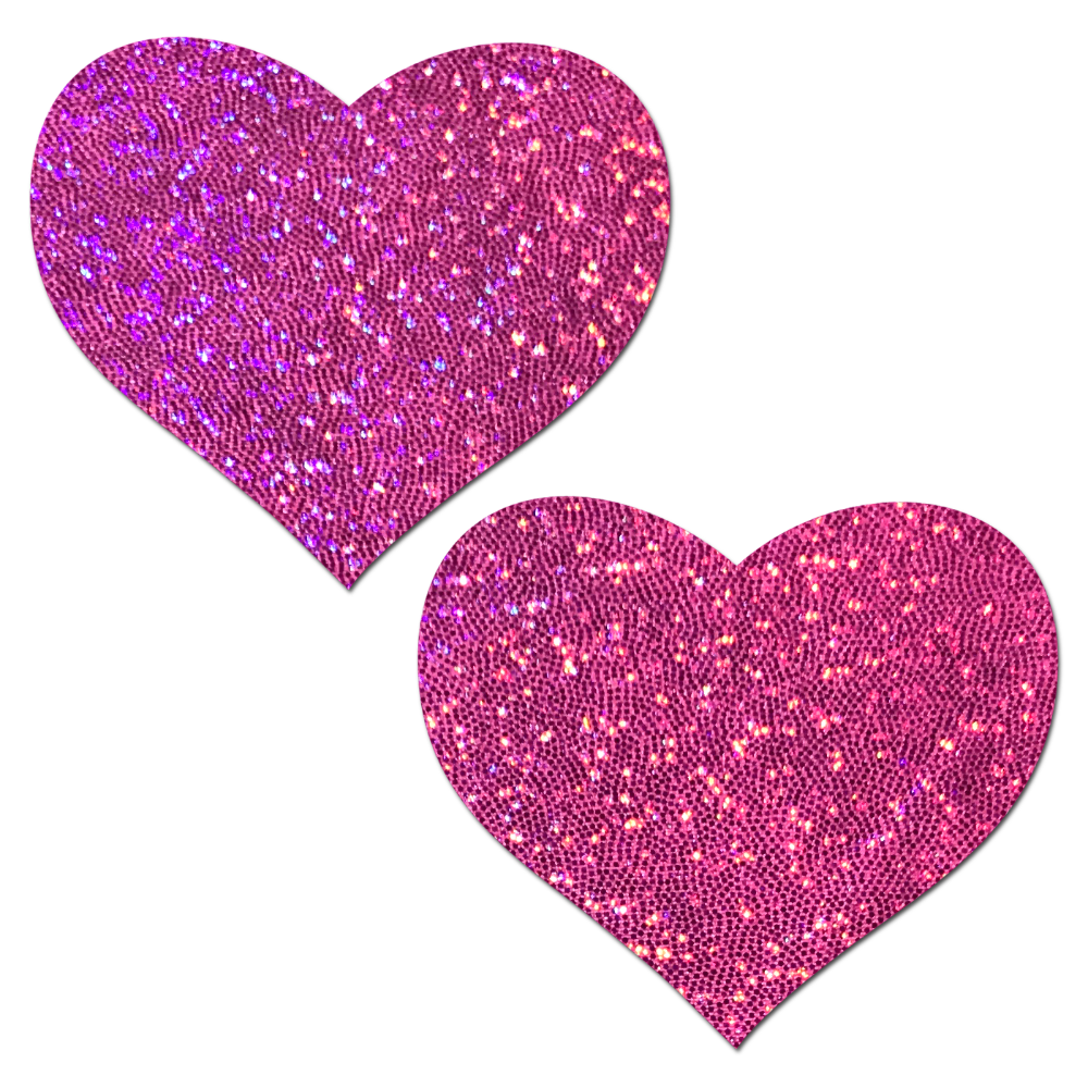 5-Pack: Hot Pink Glitter Heart Nipple Pasties by Pastease® o/s