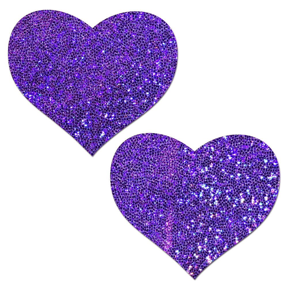 5-Pack: Purple Glitter Heart Nipple Pasties by Pastease® o/s