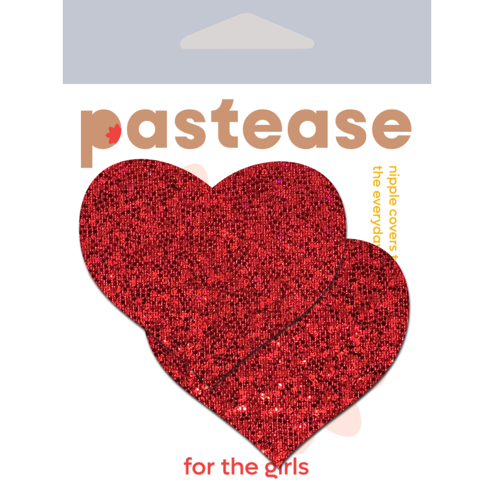 5-Pack: Love: Red Glitter Heart Nipple Pasties by Pastease® o/s