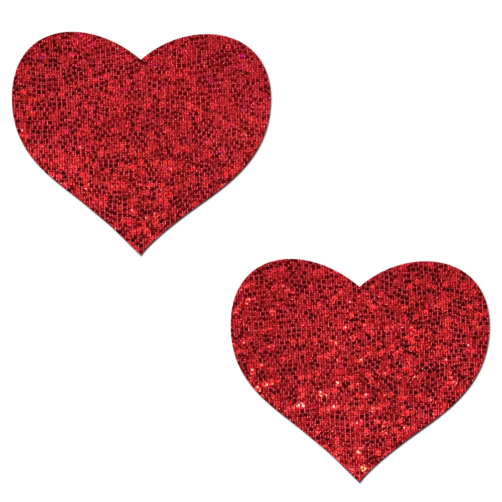 5-Pack: Love: Red Glitter Heart Nipple Pasties by Pastease® o/s