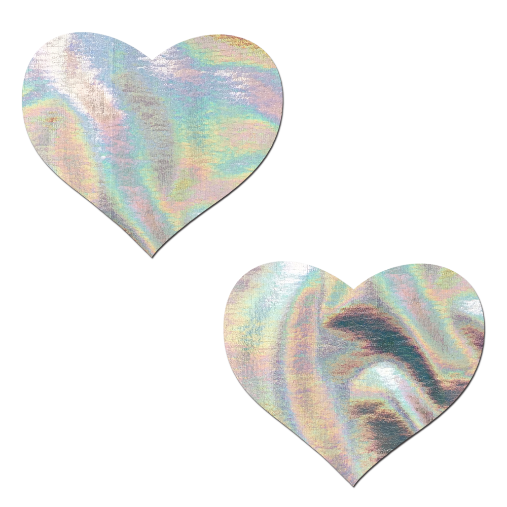 5-Pack: Love: Silver Holographic Heart Nipple Pasties by Pastease® o/s