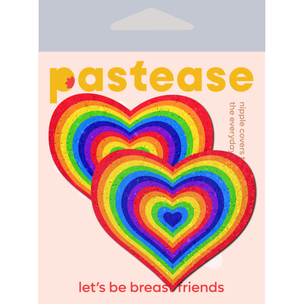 5-Pack: Love: Velvet Rainbow Pumping Heart Nipple Pasties by Pastease® o/s