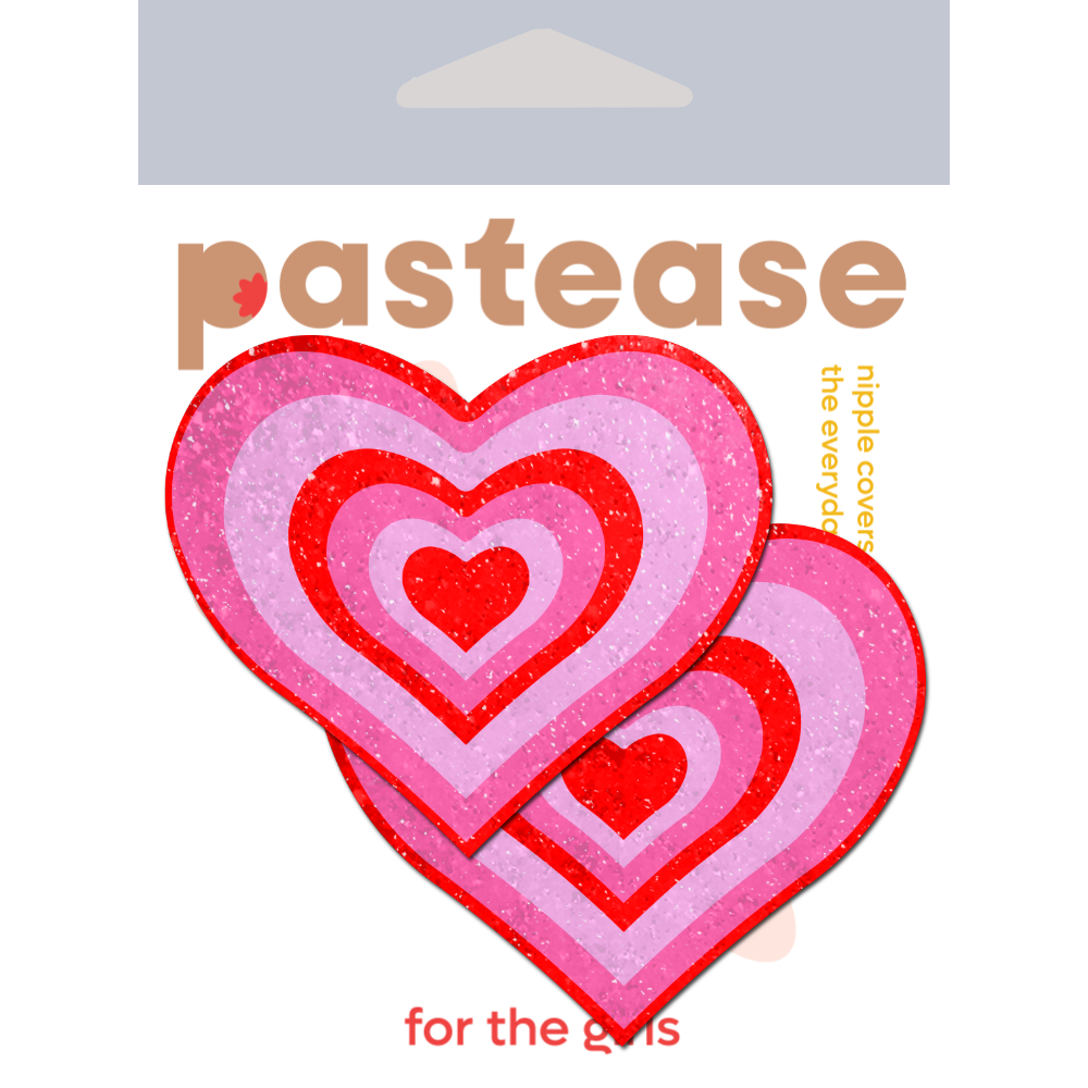 5-Pack: Love: Red & Pink Glitter Velvet Pumping Heart Nipple Pasties by Pastease® o/s