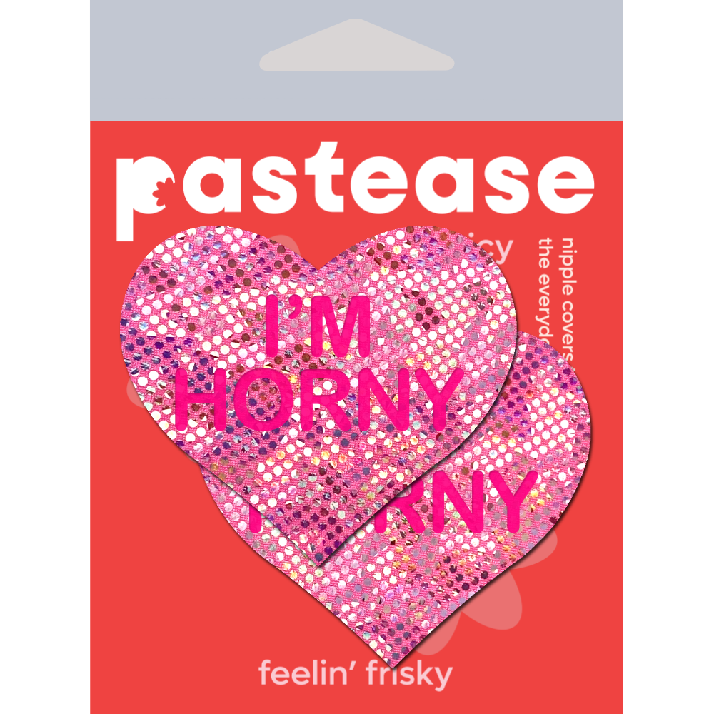5-Pack: Love: Disco Pink Heart with 'I'm Horny' Nipple Pasties by Pastease® o/s