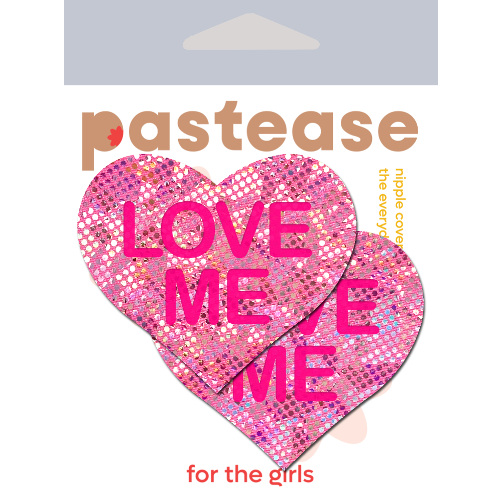 5-Pack: Love: Disco Pink Heart with 'Love Me' Nipple Pasties by Pastease® o/s