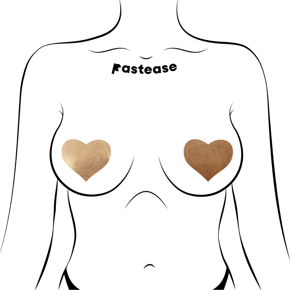 5-Pack: Love: Liquid Rose Gold Heart Nipple Pasties by Pastease® o/s