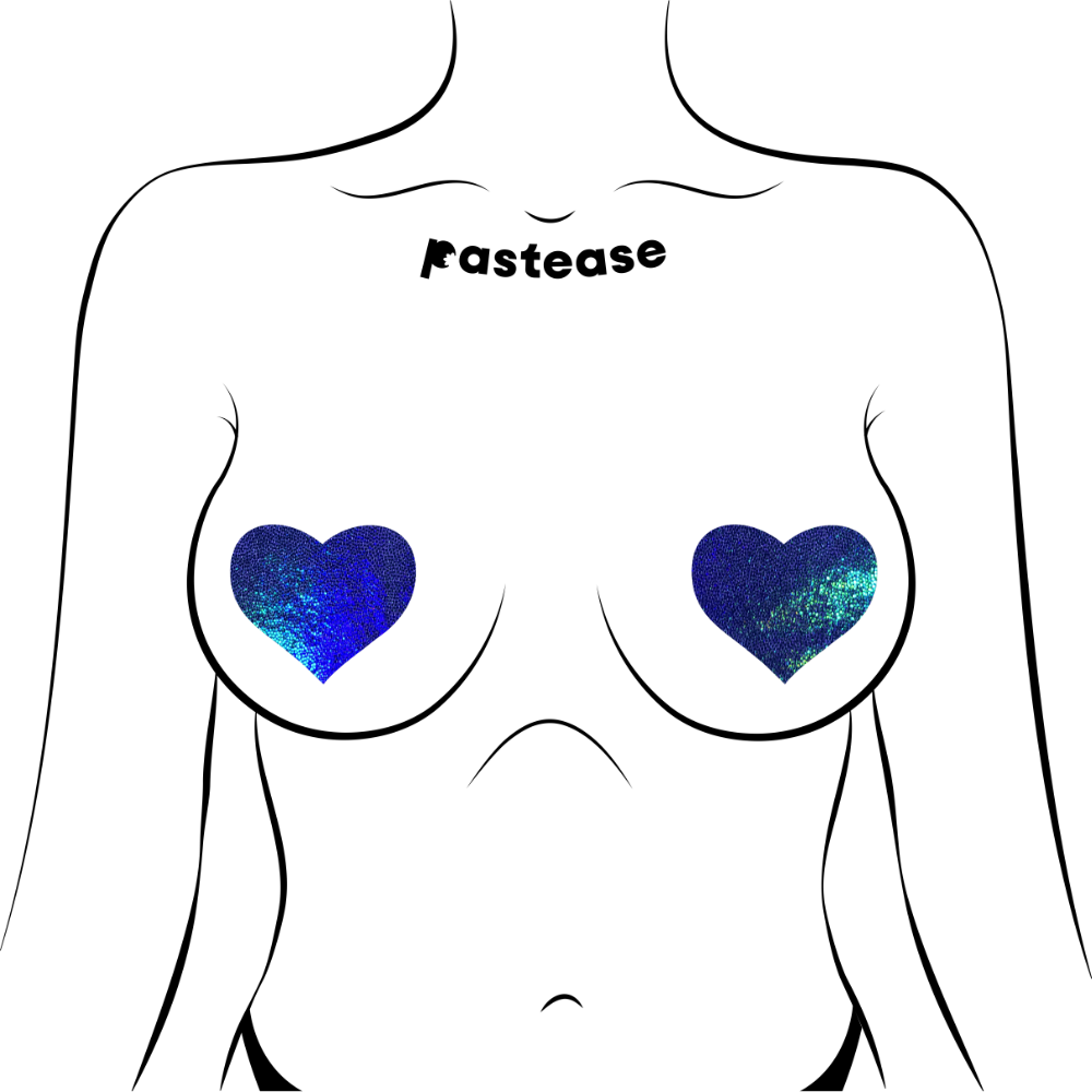 5-Pack: Love: Liquid Blue Spectrum Heart Nipple Pasties by Pastease® o/s