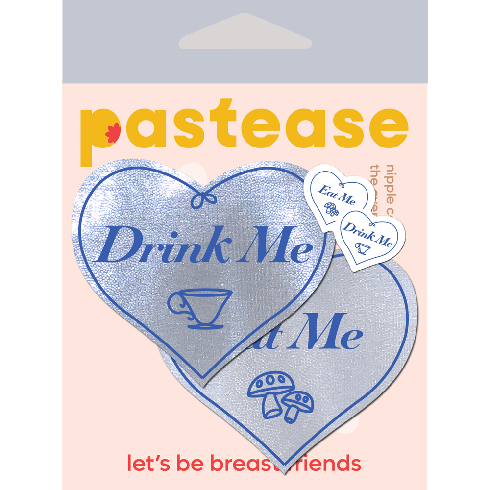 5-Pack: Eat Me Drink Me on Liquid White Heart Nipple Pasties by Pastease® o/s