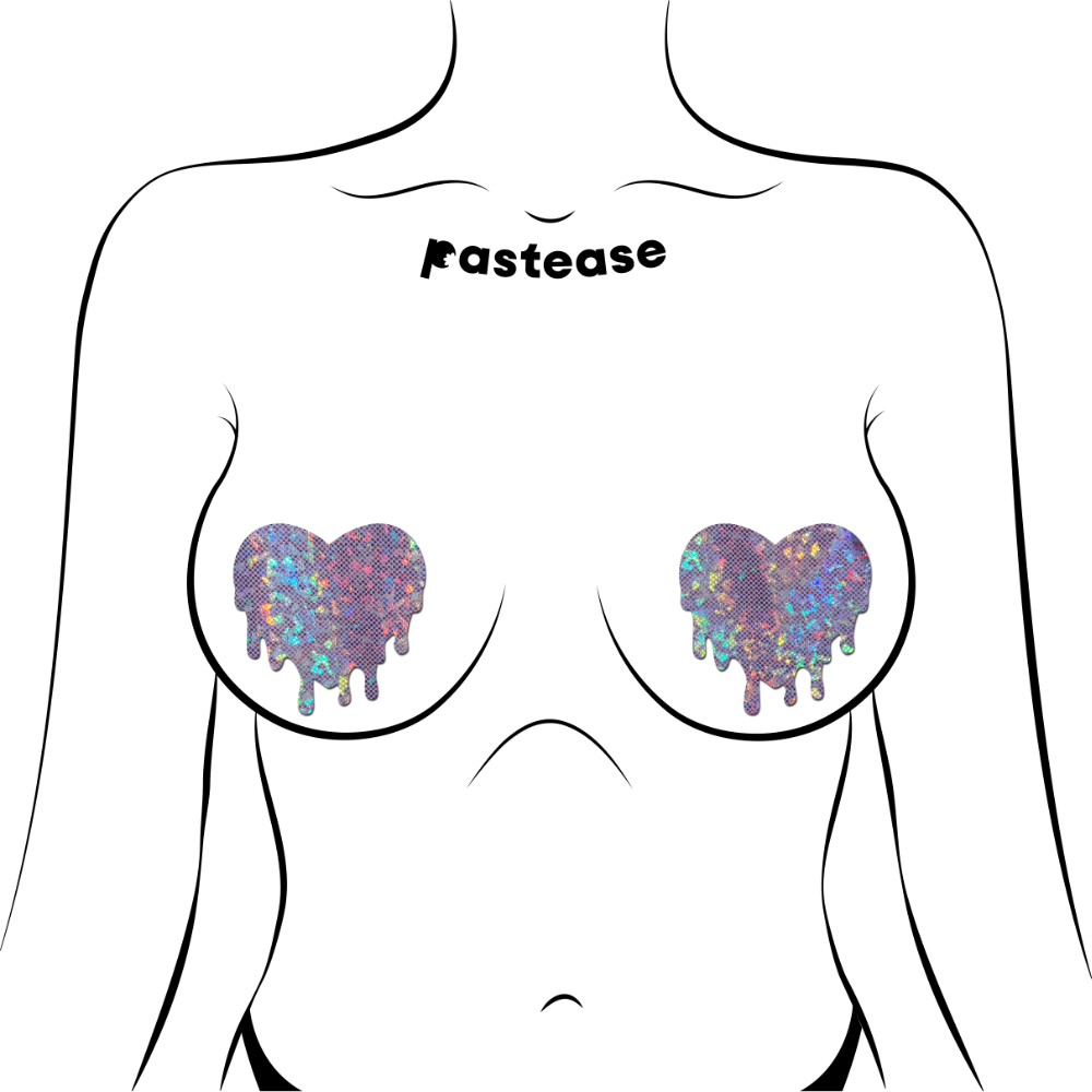 5 Pack: Melty Heart: Shattered Glass Disco Ball Lilac Melty Heart Nipple Pasties by Pastease® o/s