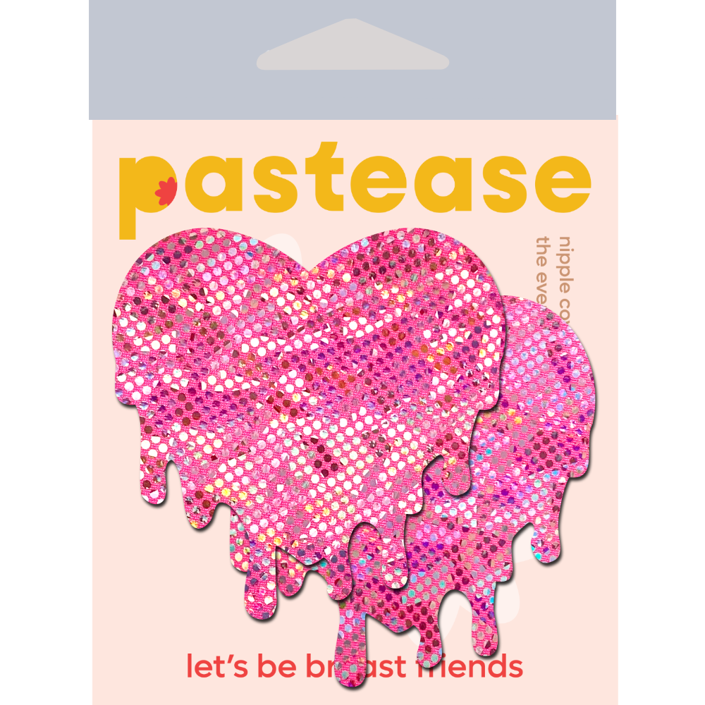 5 Pack: Melty Heart: Shattered Glass Disco Ball Pink Melty Heart Nipple Pasties by Pastease® o/s