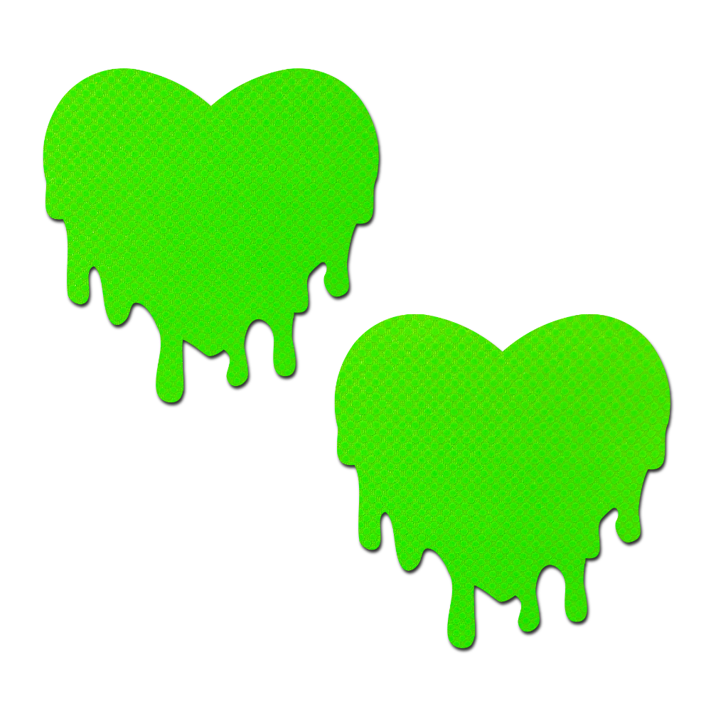 5 Pack: Melty Heart: Neon Green Melty Heart Nipple Pasties by Pastease® o/s